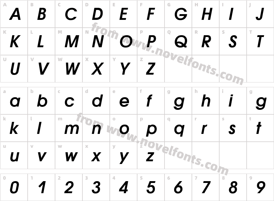 AvantGardeCTT-BoldItalicCharacter Map