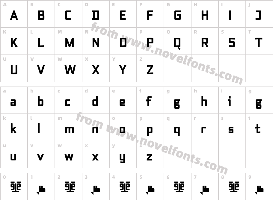 Axial cut BoldCharacter Map