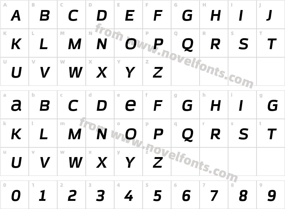 AzoftSans-BoldItalicCharacter Map