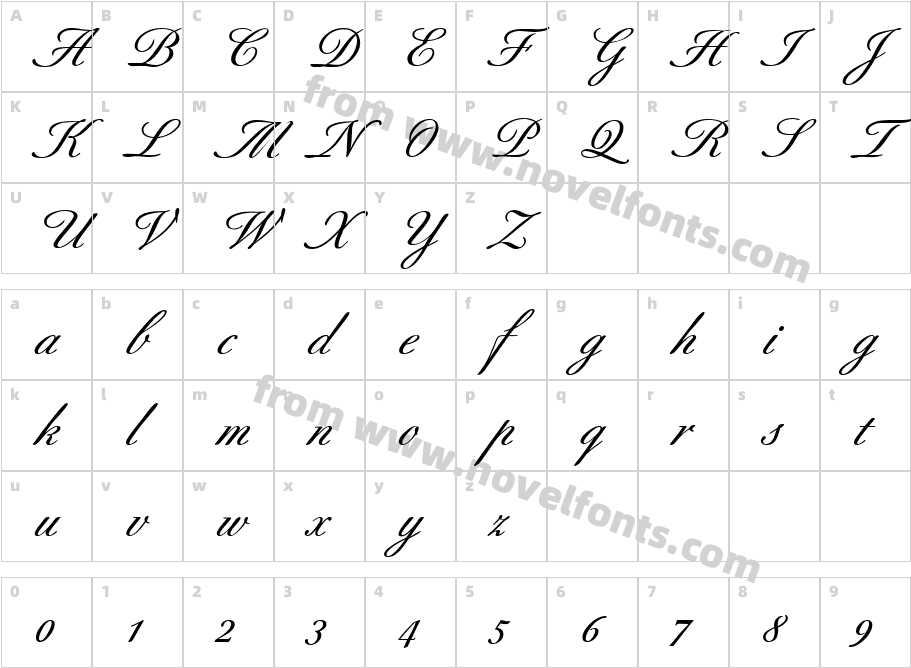 B690ScriptBoldCharacter Map