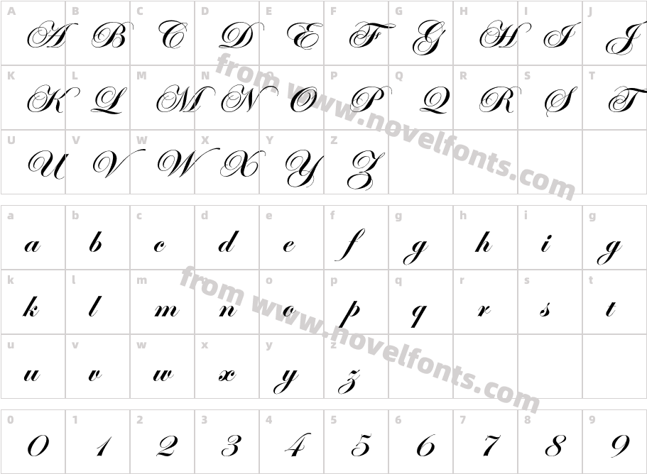 EdwardianScriptITCStd-BoldCharacter Map