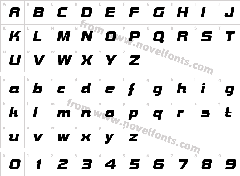 B790DecoItalicCharacter Map