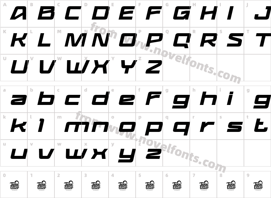 BAGIQUtrial SlantCharacter Map