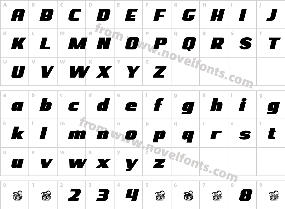 BEJITA-BlackSlantedCharacter Map