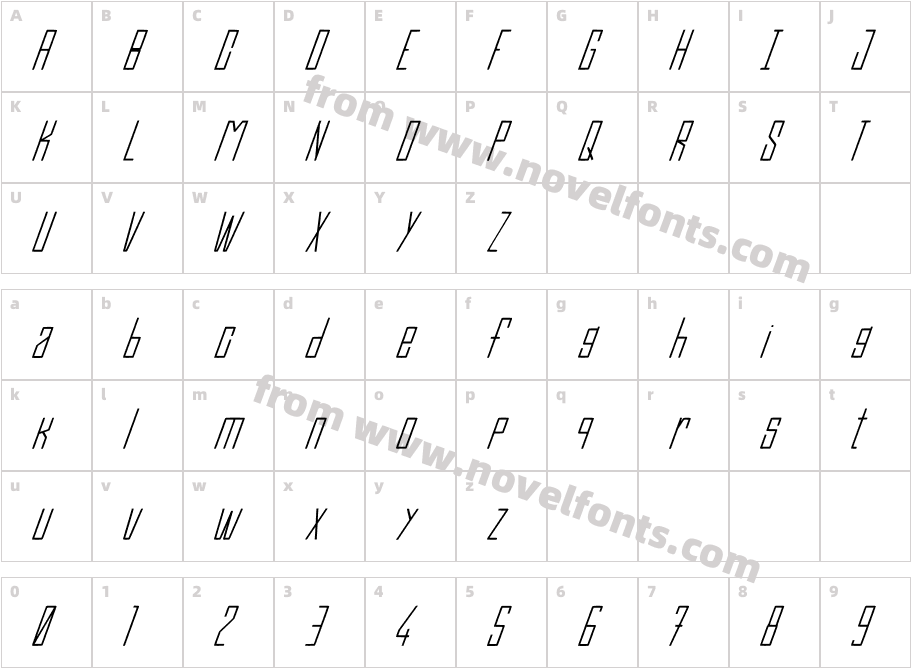 Efesto Regular Italic ItalicCharacter Map