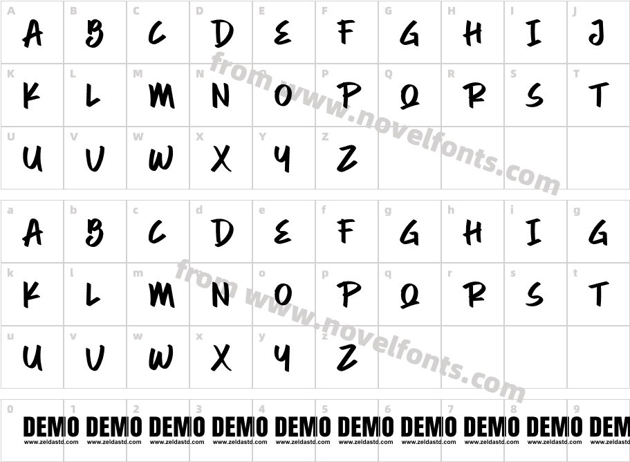 BERKAT - DEMO FONT DisplayCharacter Map