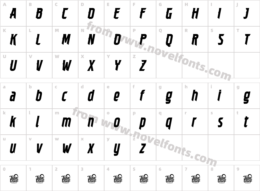 BINNEK-AlternateSlantCharacter Map