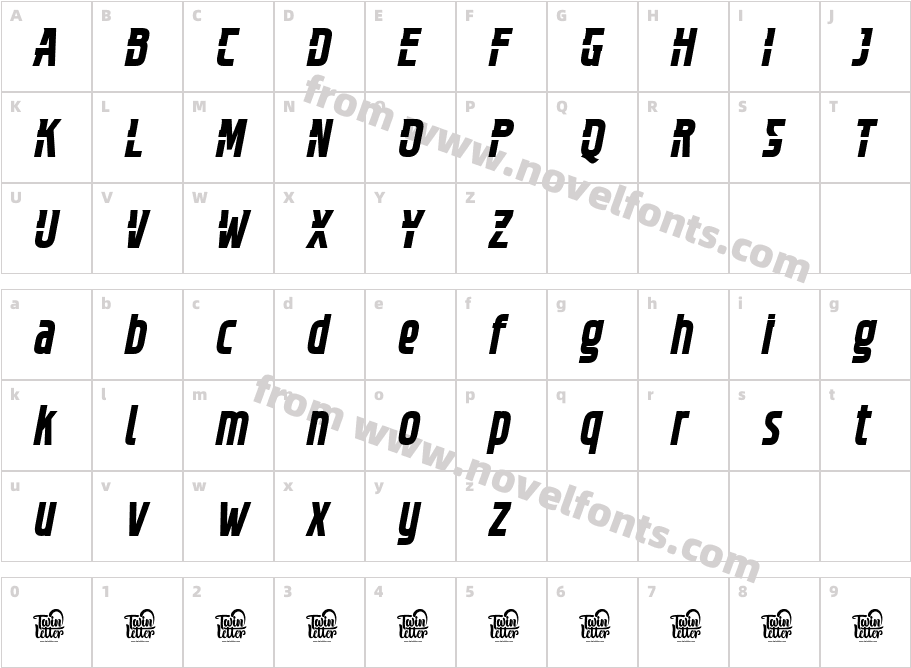 BINNEK-RegularSlantCharacter Map