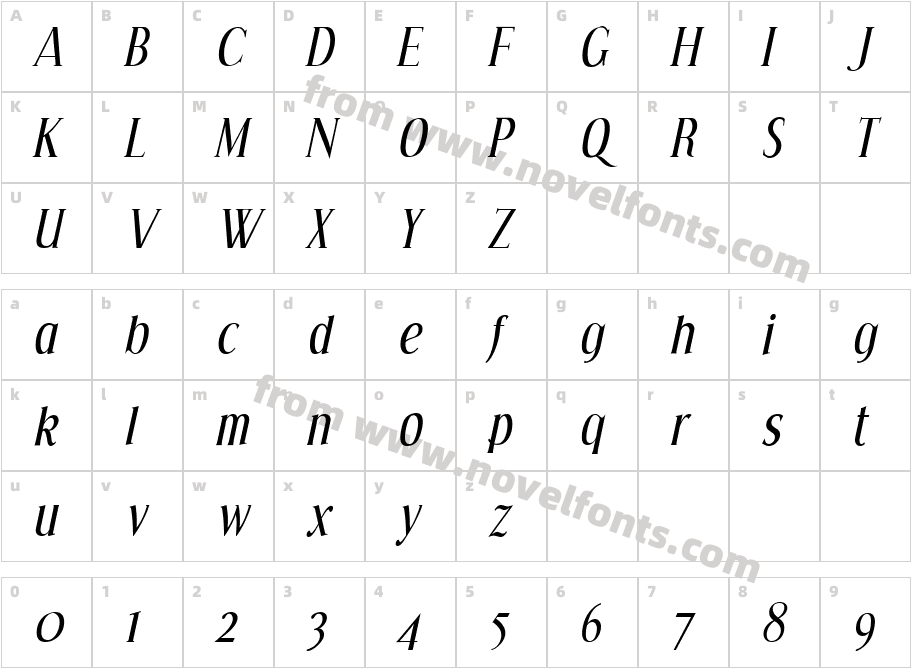 Effloresce ItalicCharacter Map