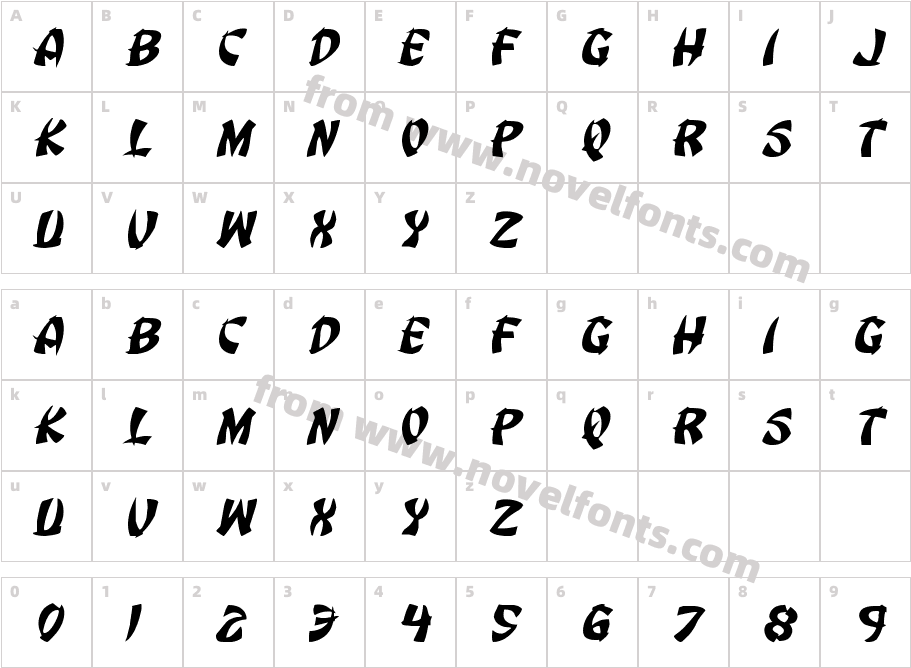 Egg Roll Expanded ItalicCharacter Map