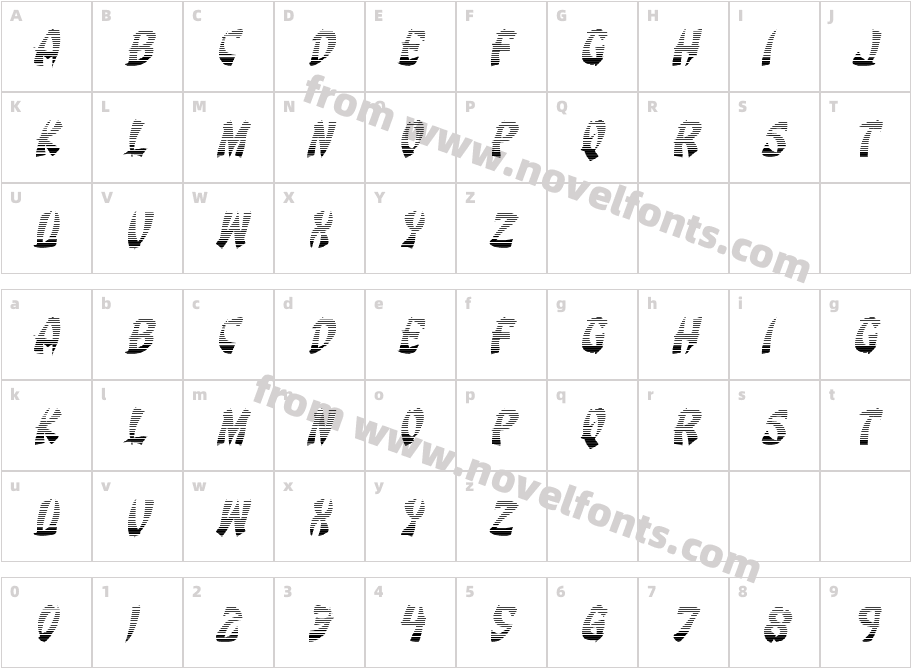 Egg Roll Gradient ItalicCharacter Map