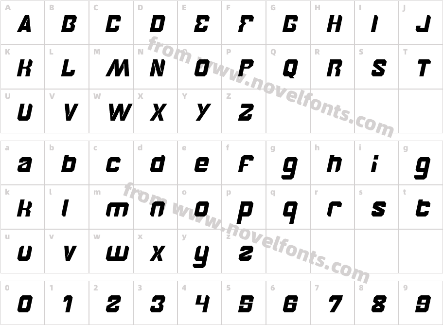 BROTHER ItalicCharacter Map