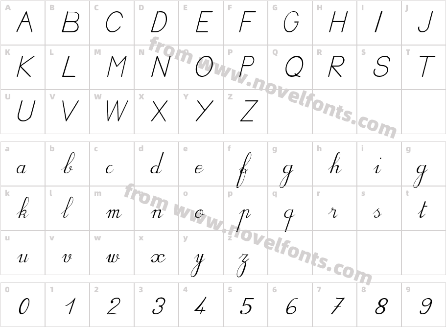 BV Cursive ItalCharacter Map