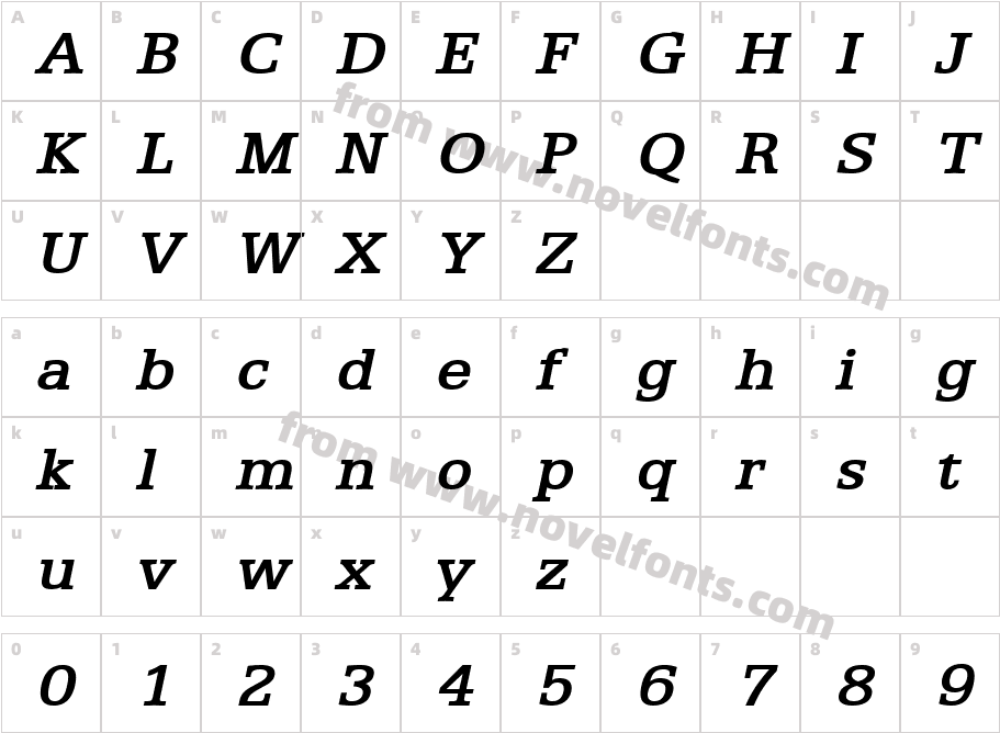 Eggo Wide Bold ItalicCharacter Map