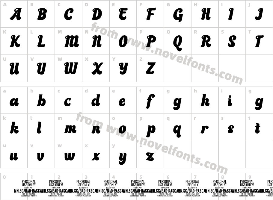 Bad Rascal PERSONAL USE ONLY RegularCharacter Map