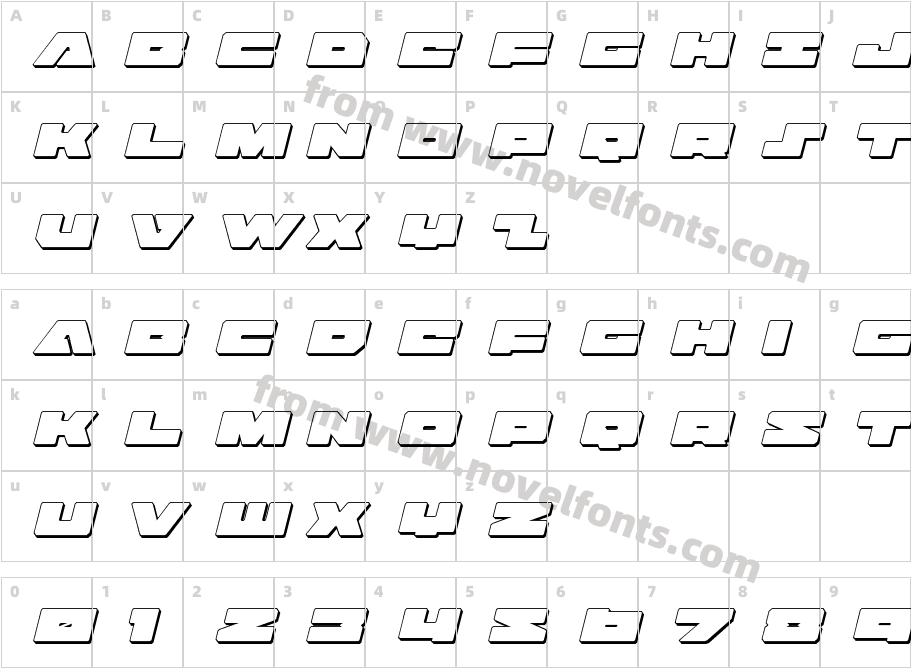 BadAxe3DItalicCharacter Map