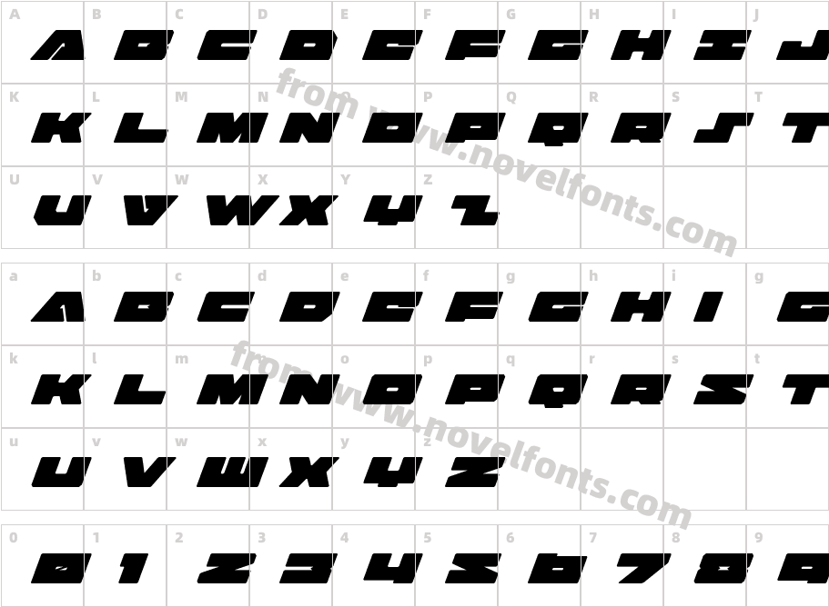 BadAxeSuper-ItalicCharacter Map