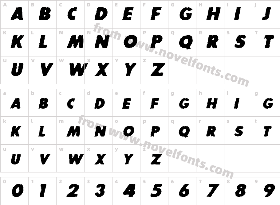 BadDogSCapsSSKBoldItalicCharacter Map