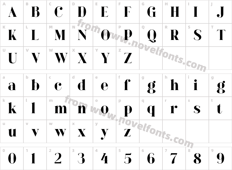 Bagoni Type RegularCharacter Map