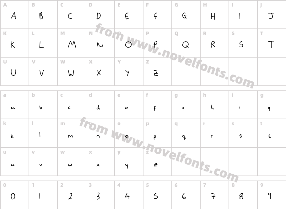 Baileys HandwritingCharacter Map