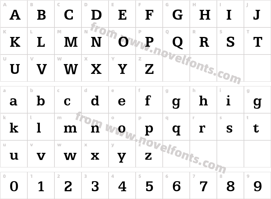 Egyptian 505 Bold BTCharacter Map