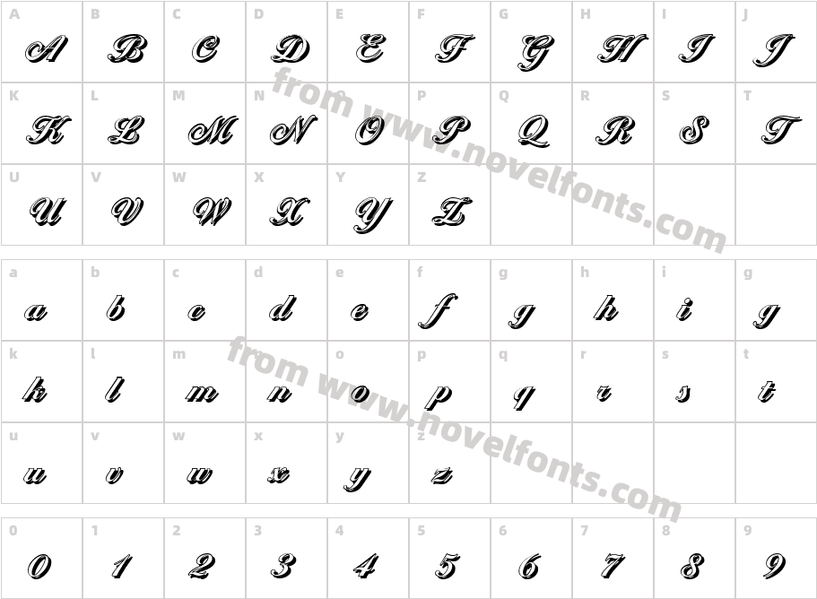 BallantinesShadowBoldCharacter Map