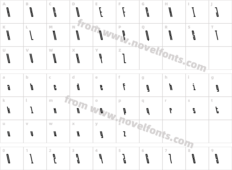 Ballbase-BackslantedCharacter Map