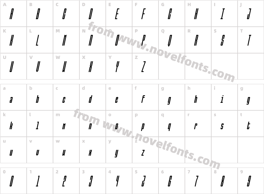 Ballbase-ItalicCharacter Map