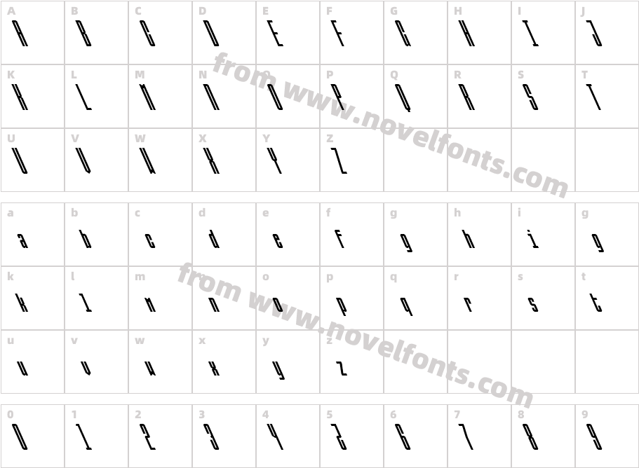 Ballbase-UltraBackslantedCharacter Map