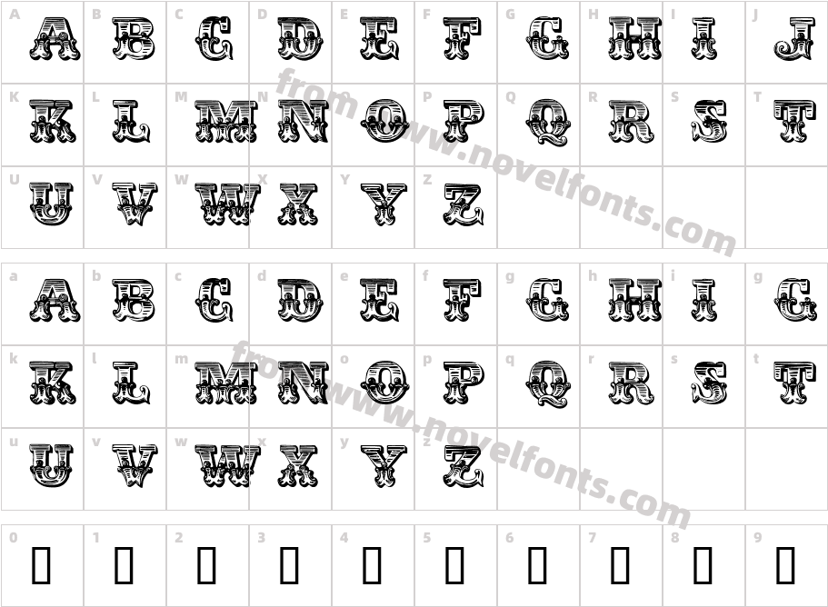 Egyptienne ZierinitialienCharacter Map