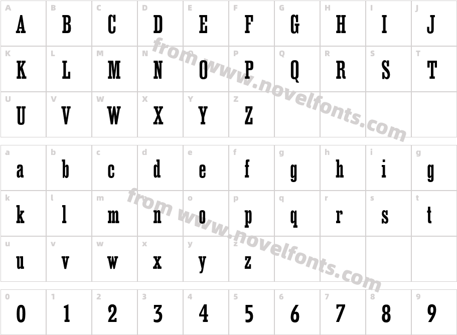 EgyptienneEF-MediumCondCharacter Map