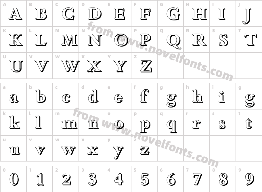 BambergShadowBoldCharacter Map
