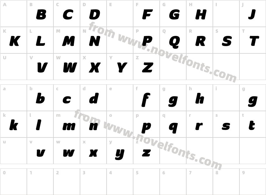 BanburiDemoBlackItalic-qZERrCharacter Map