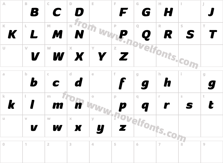 BanburiDemoExtraboldItalic-DOwZ9Character Map