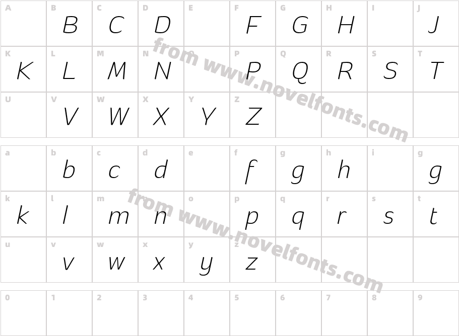 BanburiDemoExtralightItalic-nRezgCharacter Map