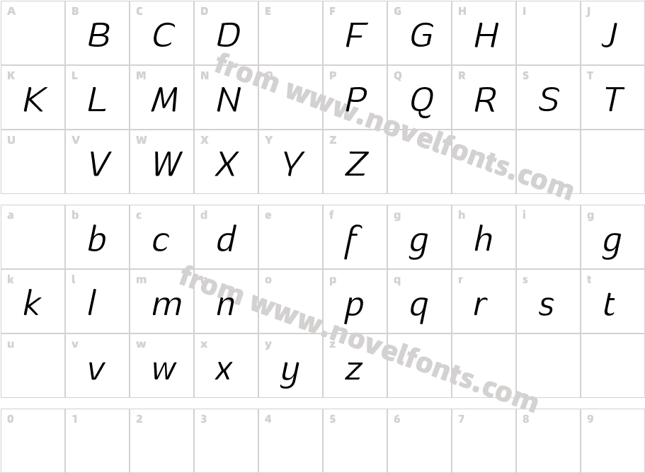 BanburiDemoLightItalic-p7a11Character Map