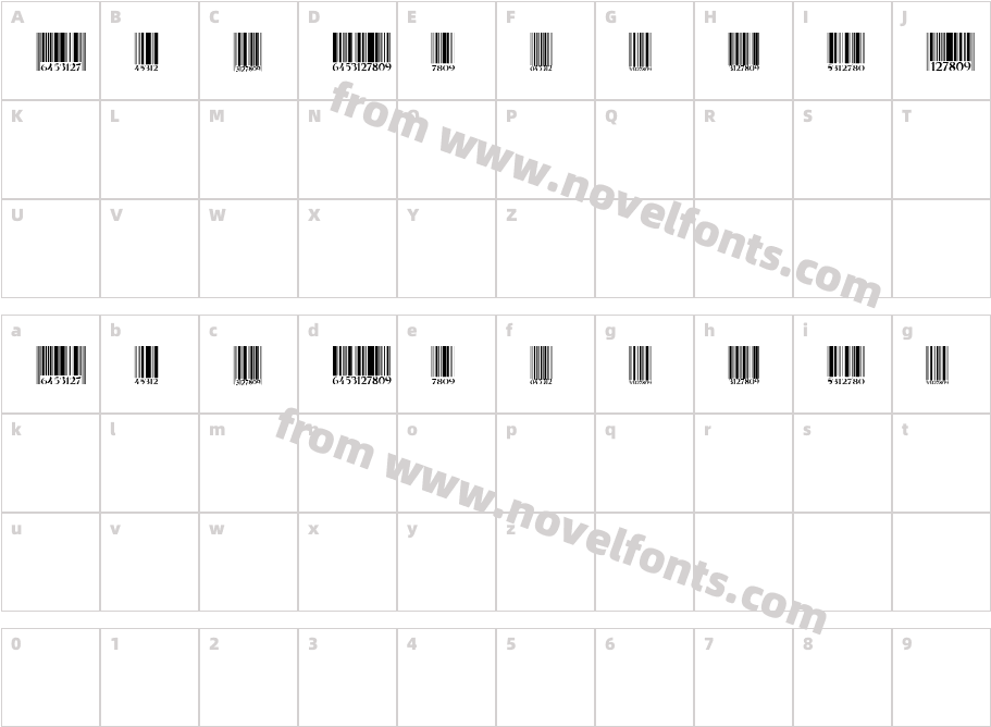 Barcode RegularCharacter Map