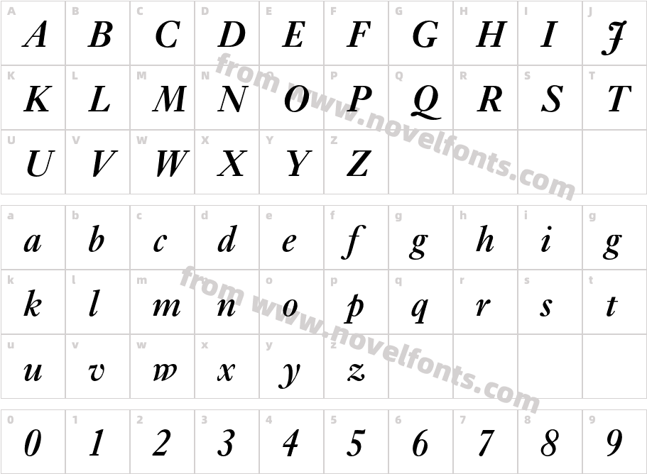 EhrhardtMT-SemiboldItalicCharacter Map