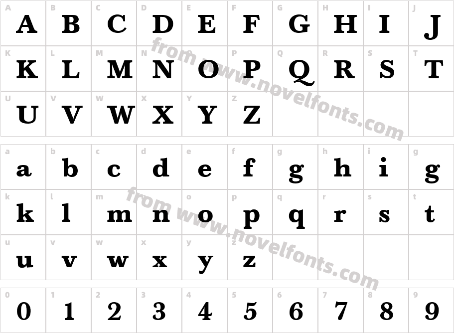 BaskervilleAZPSBoldCharacter Map