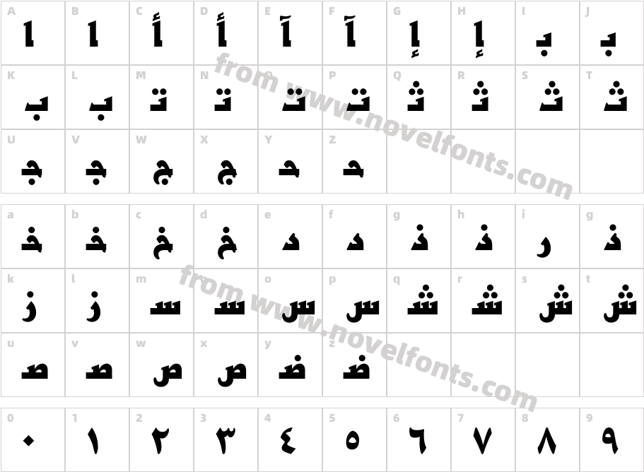 BasraArabic-BoldCharacter Map