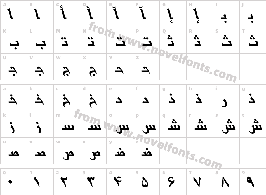 BasraPersian-ItalicCharacter Map