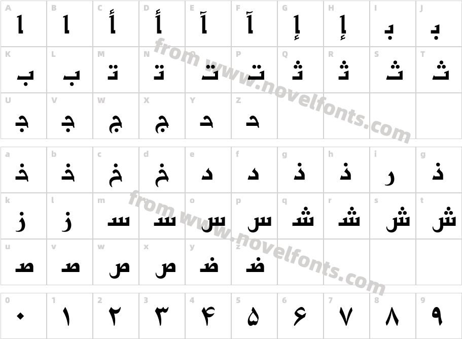 BasraPersian-RegularCharacter Map