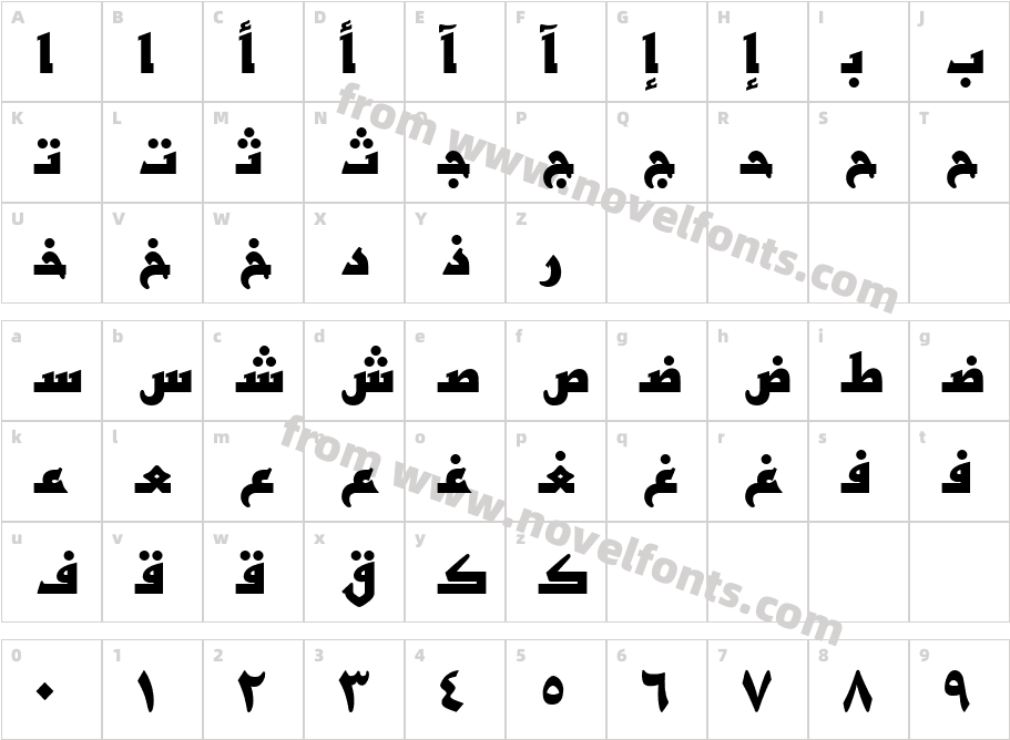 BasraTT-BoldCharacter Map