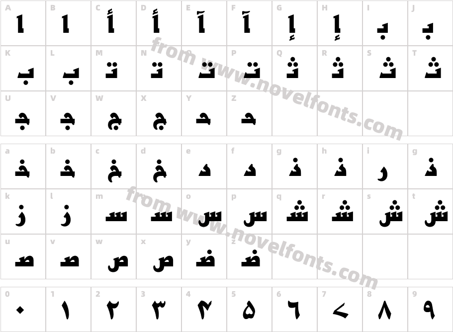 BasraUrdu-BoldCharacter Map