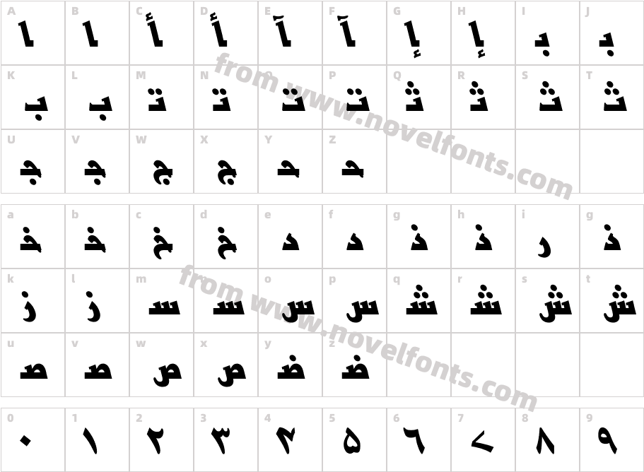 BasraUrdu-BoldItalicCharacter Map