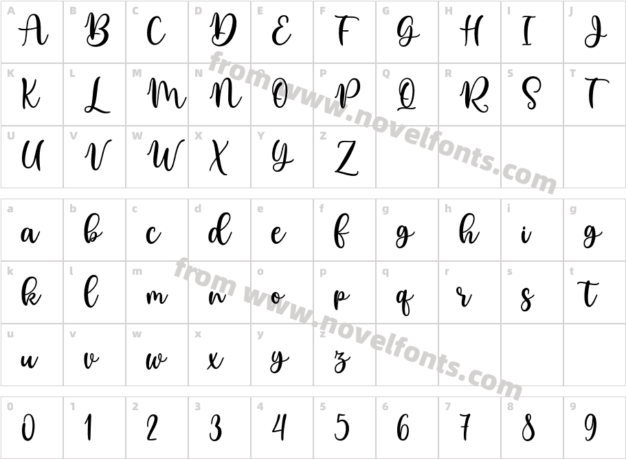 BeautySabilaScriptCharacter Map