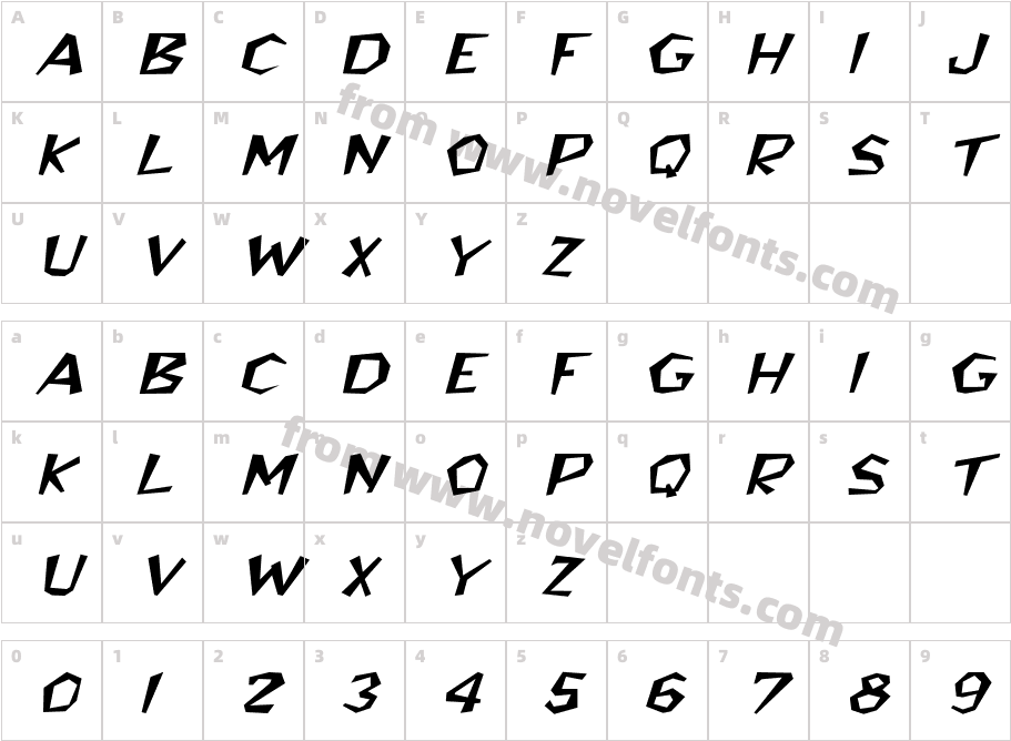 BedrockWideItalicCharacter Map