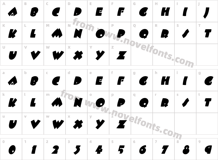 BeetlejuiceItalicCharacter Map