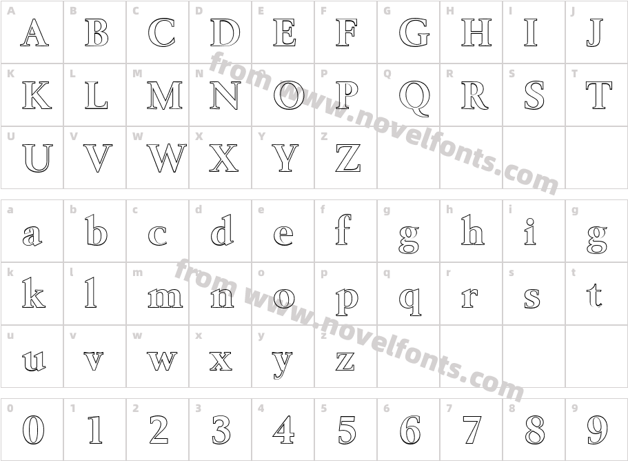 BelfastOutlineBoldCharacter Map