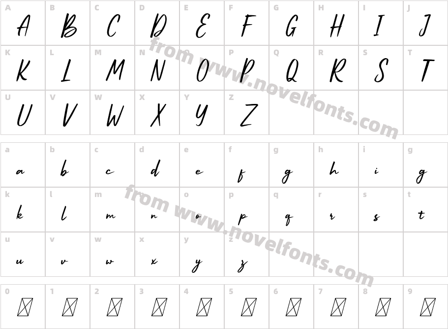 BelleAmourFree-ItalicCharacter Map